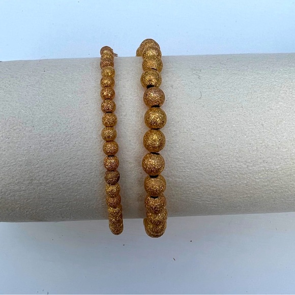 Jewelry - textured sparkly gold beaded adjustable bracelet set of 2 custom small business